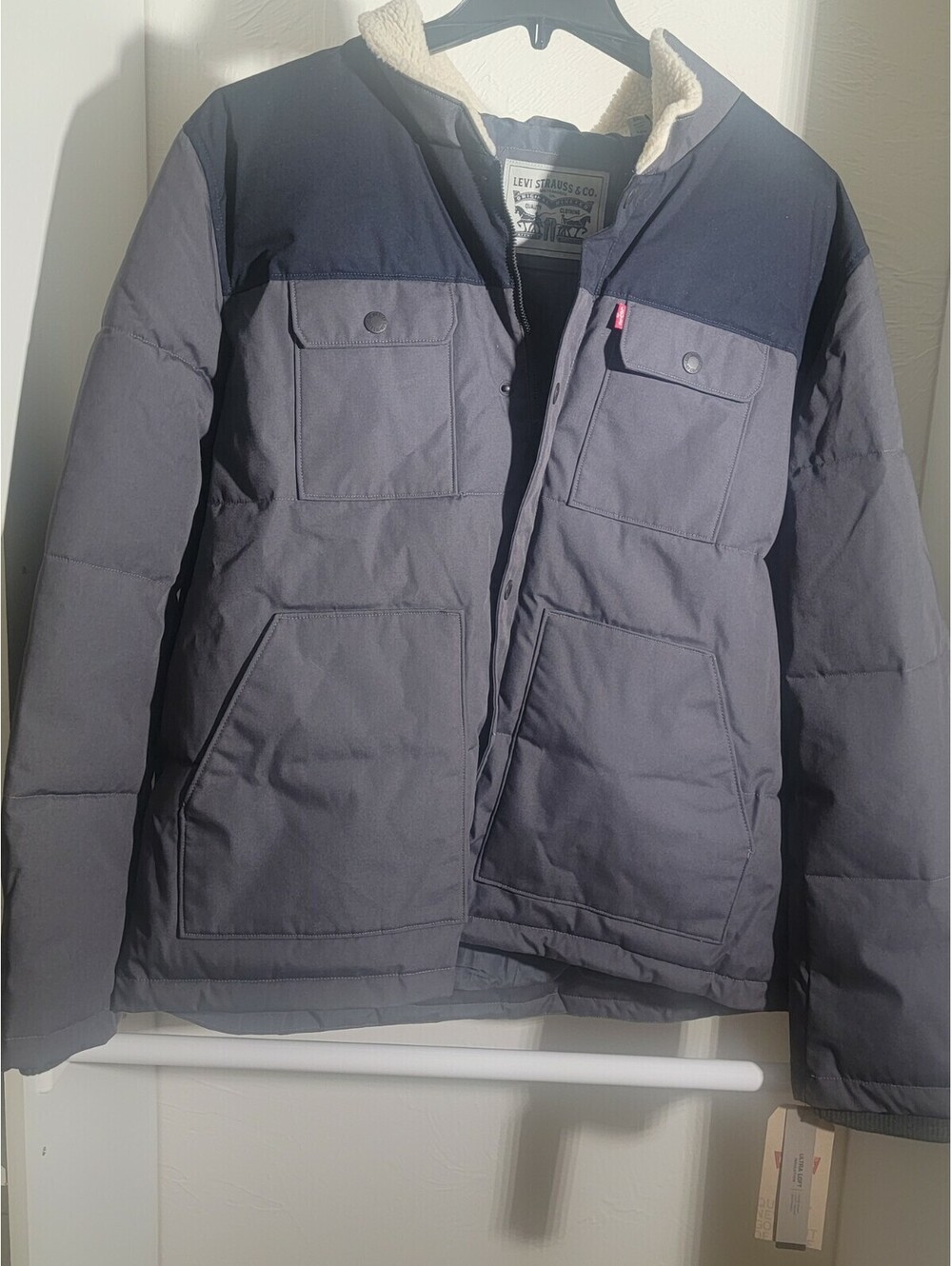 Levi Strauss & Co. Gray black jacket mens xxl size large lined full zip coat